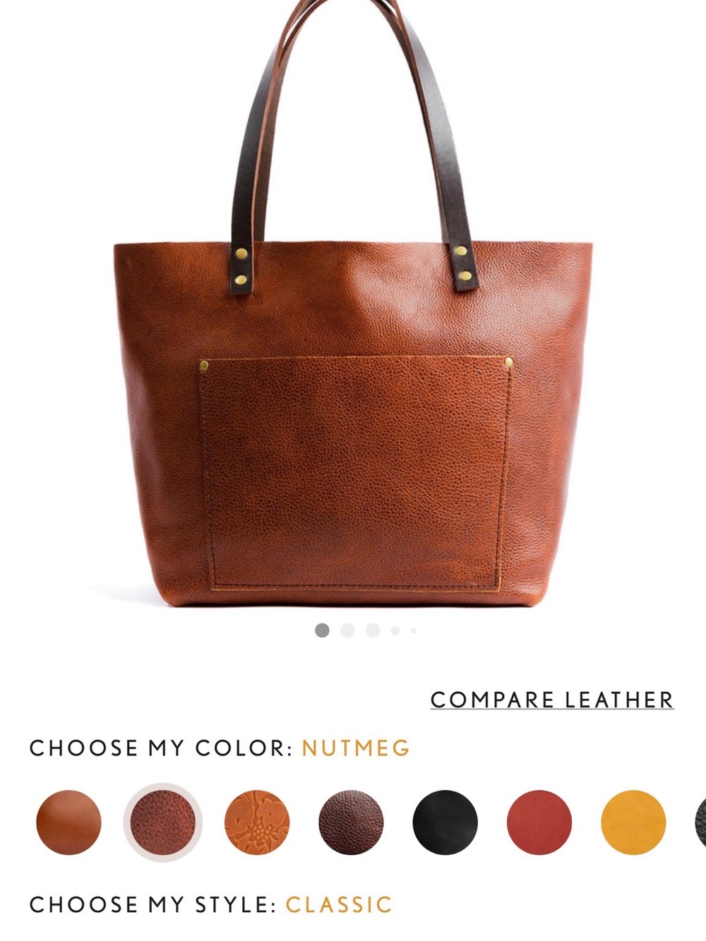 Portland Leather Deep Nutmeg Brown Leather Tote Oversized - Picture 7 of 8